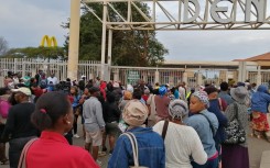 Sassa grand recipients queue in Mamelodi.