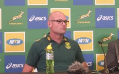 Springbok coach Jacques Nienaber at a press conference.