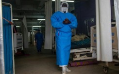 A Ugandan medical staffer in the Ebola war at Mubende Regional Referral Hospital 