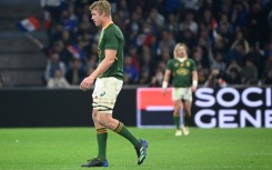 Pieter-Steph du Toit leaves the field after his red card during the France loss