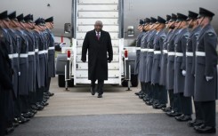 Ramaphosa was met by a military guard of honour at London Stansted Airport