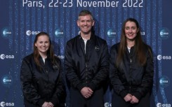 UK's Rosemary Coogan, right, is one of the ESA's new career astronauts, while Paralympian doctor John McFall, centre, became the first recruit with a disability