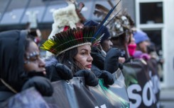 Members of the indigenous community demonstrate against the United Nations Biodiversity Conference (COP15) during the March for Biodiversity for Human Rights in Montreal