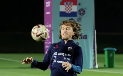 Luka Modric in training on Sunday ahead of the World Cup semi-final against Argentina