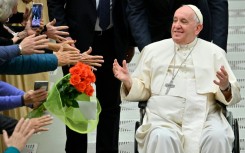 Pope Francis, who uses a wheelchair, went to be at the side of former pope Benedict 