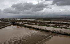 The Salines River overflows its banks, inundating farms near Chualar, California, over the weekend 