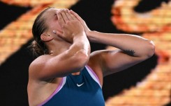 Aryna Sabalenka celebrates her victory against Elena Rybakina