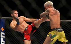 Islam Makhachev (left) will defend his UFC lightweight title in Perth