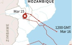 Map of Mozambique and Malawi tracking the course of Cyclone Freddy and its expected route in the next 24 hours