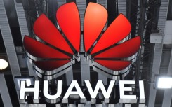 A picture taken on February 28, 2023 shows Chinese manufacturer Huawei logo at the Mobile World Congress (MWC), the telecom industry's biggest annual gathering, in Barcelona. 