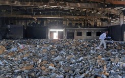 A destroyed medical storage facility in Nyala, the capital of South Darfur province