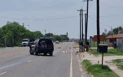 Police work at the scene after a driver crashed into several people in Brownsville, Texas, on May 7, 2023