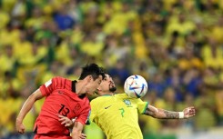 South Korean midfielder Son Jun-ho (L) in action against Brazil at the World Cup