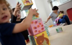 Children play at the childcare center of the Hopital Necker - Enfants Malades AP-HP (Welfare Services - Paris Hospitals) hospital in Paris