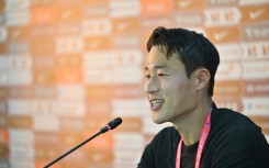 South Korea's midfielder Son Jun-ho gives a press conference at the World Cup