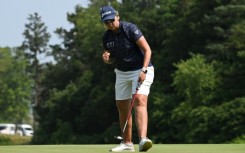 Ashleigh Buhai of South Africa reacts to a birdie putt on the 13th hole as she fired a six-under par 65 in the final round to win the ShopRite LPGA Classic