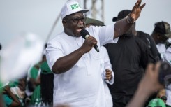 President Julius Maada Bio addressing supporter at a final campaign rally in Freetown this week 