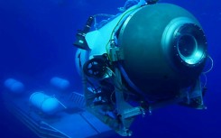 An undated image courtesy of OceanGate Expeditions, shows their Titan submersible launching from a platform