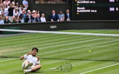 Spain's Carlos Alcaraz celebrates winning Wimbledon 