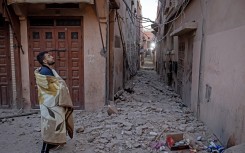 A resident looks at a damaged building following a 6.8-magnitude quake in Marrakesh on September 9, 2023.