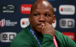 South Africa's hooker Bongi Mbonambi attends a press conference. AFP/Thomas Samson