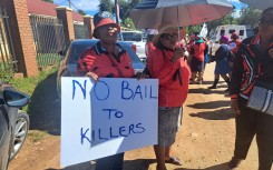 Friends and colleagues of school teacher Baleka Giwu Ntutuka demanding that her alleged killers not be granted bail. eNCA/Ronald Masinda