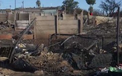 One of the structures destroyed by a fire in Paari. 