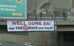 OUTA's sign celebrating the end of e-tolls.