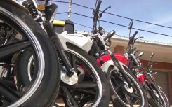 The motorbikes given to the unemployed youth. eNCA