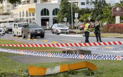 Mangled pieces of the helicopter's propeller. AFP/Australian Broadcasters Out