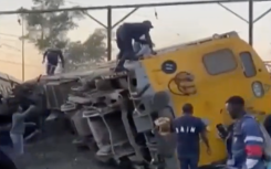 The scene of the train derailment at Dal Josafat station in Paarl. Supplied