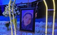 Photo of Zarah Ramsamy on display during her funeral in Mayville, Durban