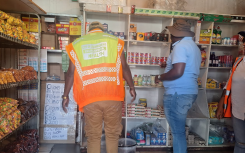 Spaza shop being inspected in Soweto.