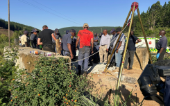 Authorities at a mine shaft in Sabie, Mpumalnga.