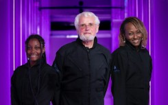 The three passengers for Virgin Galactic's first private space tourism flight:  (L-R) Anastatia Mayers, 18, Jon Goodwin, 80, and Keisha Schahaff, 46