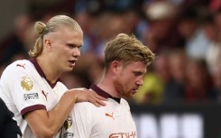 Kevin De Bruyne (right) suffered another hamstring injury in Man City's 3-0 win at Burnley