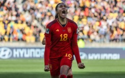 Salma Paralluelo celebrates after scoring Spain's winning goal in the Women's World Cup quarter-final against the Netherlands