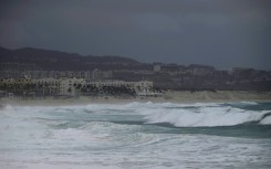 General view of the Medano beach in Los Cabos, Baja California State, Mexico, during the passage of Hurricane Hilary