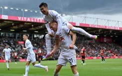 On top: Dejan Kulusevski (centre, bottom) scored in Tottenham's 2-0 win at Bournemouth