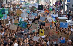 Activists marching in Berlin on Friday