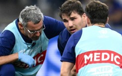 France captain Antoine Dupont had to leave the field after a clash of heads during France's rout of Namibia