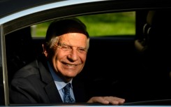 EU foreign policy chief Josep Borrell leaves after delivering a speech at Peking University in Beijing