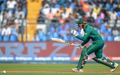 Century-maker: South Africa's Quinton de Kock plays a shot in Tuesday's game against Bangladesh at the Wankhede Stadium in Mumbai 