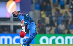 Captain fantastic: Afghanistan skipper Hashmatullah Shahidi celebrates after hitting the winning runs against Pakistan