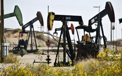 Pumpjacks on oilfields in Kern County, California