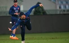 Wary of spin threat: Netherlands' Colin Ackermann at a practice session in Lucknow 