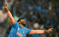 First-ball wicket: India's Jasprit Bumrah celebrates after dismissing Sri Lanka's Pathum Nissanka in a World Cup match in Mumbai