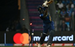 Sri Lanka's Angelo Mathews is clean-bowled by India's Mohammed Shami 