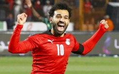 Captain Mohamed Salah celebrates scoring for Egypt