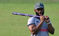 South Africa captain Temba Bavuma takes a break during a practice session for a Cricket World Cup semi-final against Australia in Kokata on Thursday